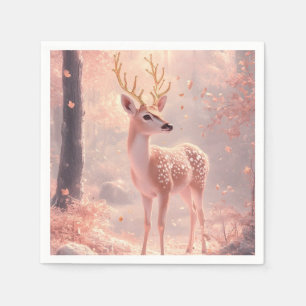 Dromerige fawn in roze herfst Bossen Servet