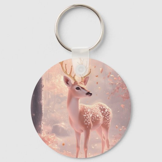 Dromerige fawn in roze herfst Bossen Sleutelhanger (Voorkant)