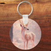 Dromerige fawn in roze herfst Bossen Sleutelhanger (Voorkant)