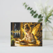 Dromerige fee zachte trui glazen en boeken briefkaart (Staand voorkant)