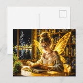 Dromerige fee zachte trui glazen en boeken briefkaart (Voorkant / Achterkant)