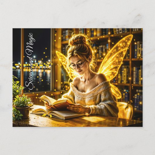 Dromerige fee zachte trui glazen en boeken briefkaart (Voorkant)