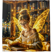 Dromerige fee zachte trui glazen en boeken douchegordijn (Voorkant)