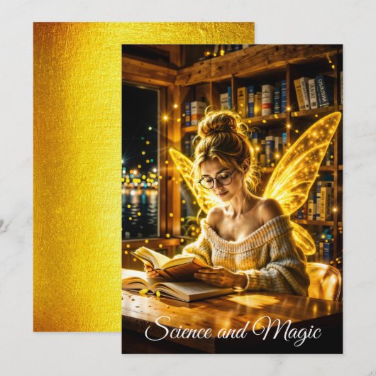 Dromerige fee zachte trui glazen en boeken kaart (Voorkant / Achterkant)