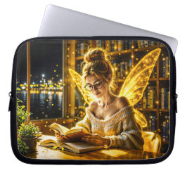 Dromerige fee zachte trui glazen en boeken laptop sleeve