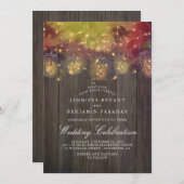 Dromerige Firefly Lights en Mason Jar rustieke bru Kaart (Voorkant / Achterkant)