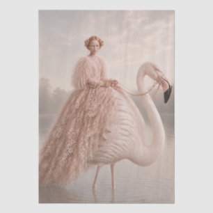 Dromerige Flamingo Prinses Kunstprint Surrealist Tissuepapier