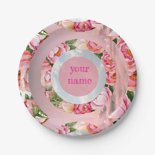 Dromerige Floral Sky Rings Papieren Bordje (Voorkant)