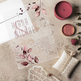 Dromerige Foliage Wedding Bourgogne ID817 Acryl In Uitnodigingen