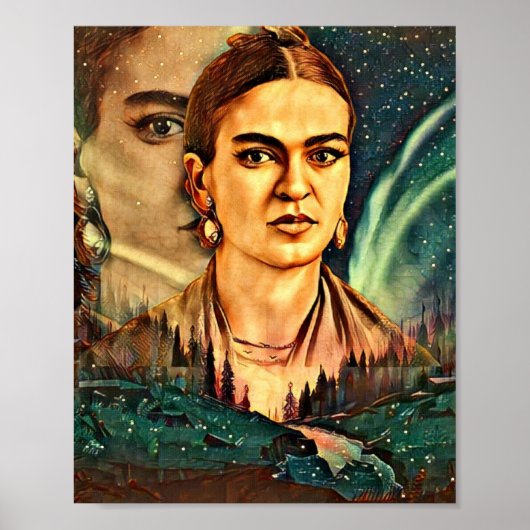 Dromerige Frida Kahlo Surreal Outdoor Bossen Scene Poster (Voorkant)