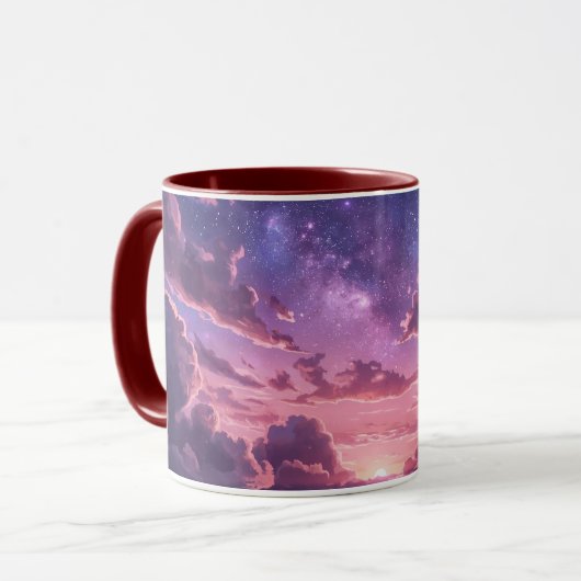 Dromerige Galaxy Sky Mok | Roze Paarse Wolkenlands (Voorkant links)