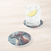 Dromerige geitenkunst zandsteen onderzetter (Zijkant)