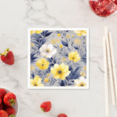 Dromerige Gele en Grijze Waterverf Bloemen Servet (Insitu)