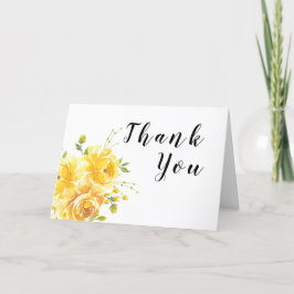 Dromerige gele roos bruiloft bedankkaart