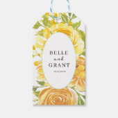 Dromerige gele roos bruiloft cadeaulabel (Voorkant)