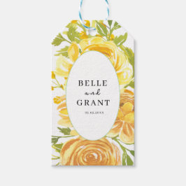 Dromerige gele roos bruiloft cadeaulabel