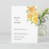 Dromerige gele roos bruiloft kaart (Staand voorkant)