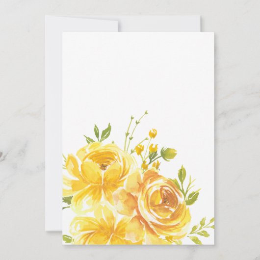 Dromerige gele roos bruiloft kaart (Achterkant)