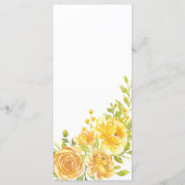 Dromerige gele roos bruiloft menu (Achterkant)
