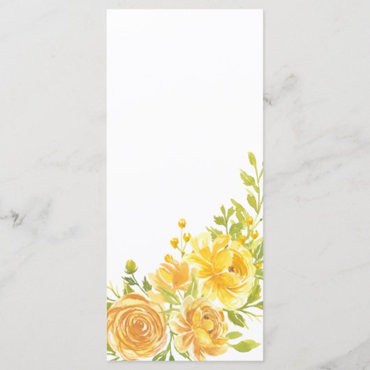 Dromerige gele roos bruiloft menu (Achterkant)