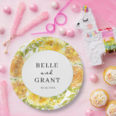 Dromerige gele roos bruiloft papieren bordje (Feest)