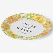 Dromerige gele roos bruiloft papieren bordje (Gekanteld)