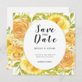 Dromerige gele roos bruiloft save the date (Voorkant / Achterkant)