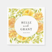 Dromerige gele roos bruiloft servet (Voorkant)