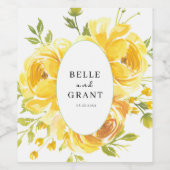 Dromerige gele roos bruiloft wijn etiket (Enkel label)