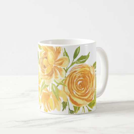 Dromerige gele roos koffiemok (Voorkant rechts)