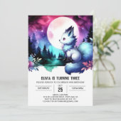 Dromerige gelukkige Wolf verjaardag Kaart (Staand voorkant)