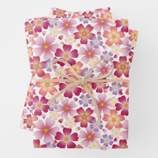 Dromerige gemengde bloemen op wit inpakpapier vel (In situ)