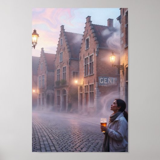 Dromerige Ghent Bierland Avondgloed Poster (Voorkant)