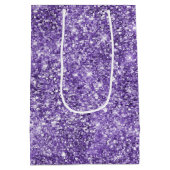 Dromerige Glam Paarse Lavendel Glitter Verjaardag Medium Cadeauzakje (Achterkant)