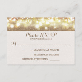 dromerige glitter string lichten romantische bruil RSVP kaartje