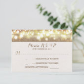 dromerige glitter string lichten romantische bruil RSVP kaartje (Staand voorkant)