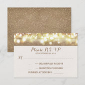 dromerige glitter string lichten romantische bruil RSVP kaartje (Voorkant / Achterkant)