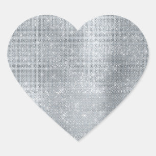 Dromerige Glitterige Zilveren Glans Hart Sticker