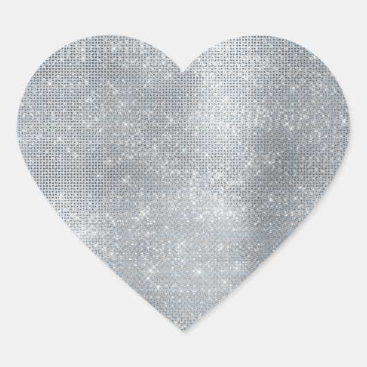 Dromerige Glitterige Zilveren Glans Hart Sticker (Voorkant)