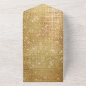 Dromerige Glitzy Goud Sparkle Bruiloft All In One Uitnodiging (Buitenkant)