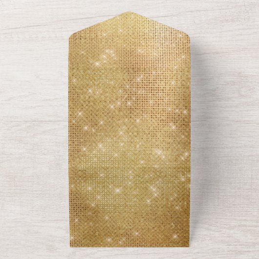 Dromerige Glitzy Goud Sparkle Bruiloft All In One Uitnodiging (Buitenkant)