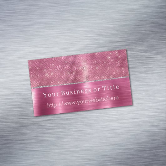 Dromerige Glitzy Pink Silver Sparkle Magnetisch Visitekaartje (Voorbeeld)