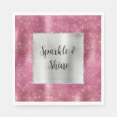 Dromerige Glitzy Pink Silver Sparkle Servet (Voorkant)