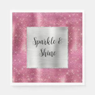 Dromerige Glitzy Pink Silver Sparkle Servet
