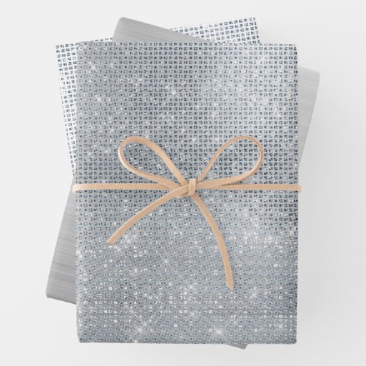 Dromerige Glitzy Silver Sparkle Inpakpapier Vel (In situ)