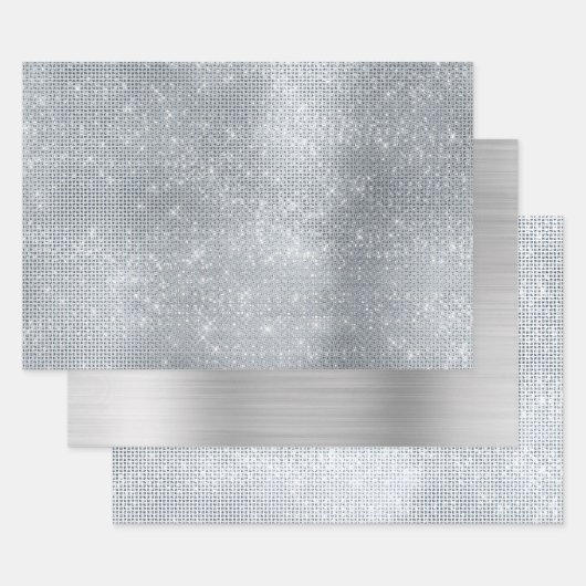 Dromerige Glitzy Silver Sparkle Inpakpapier Vel (Set)