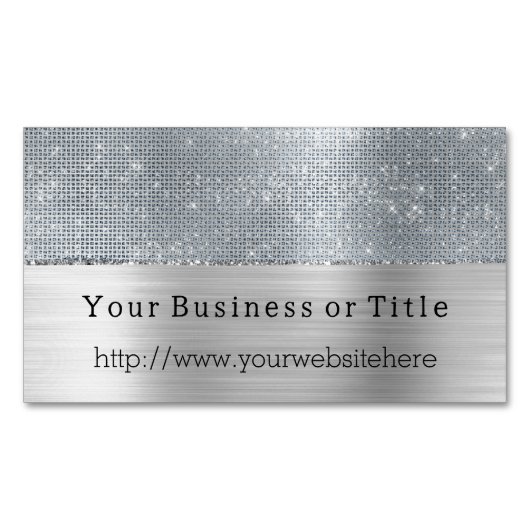 Dromerige Glitzy Silver Sparkle Magnetisch Visitekaartje (Voorkant)