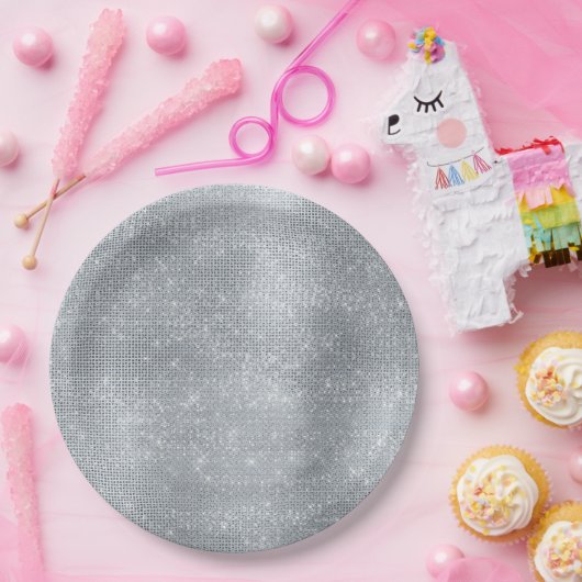 Dromerige Glitzy Silver Sparkle Papieren Bordje (Feest)