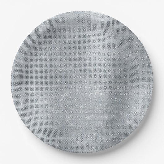 Dromerige Glitzy Silver Sparkle Papieren Bordje (Voorkant)