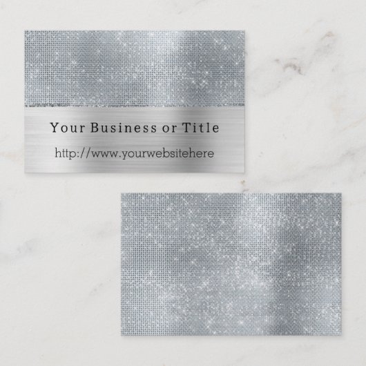 Dromerige Glitzy Silver Sparkle Visitekaartje (Voorkant / Achterkant)